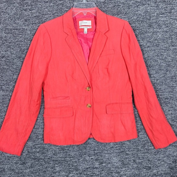 J.Crew Jackets & Blazers - J.Crew Schoolboy Blazer Coral Pink Herringbone Metallic Jacket Style 37852 Sz 6